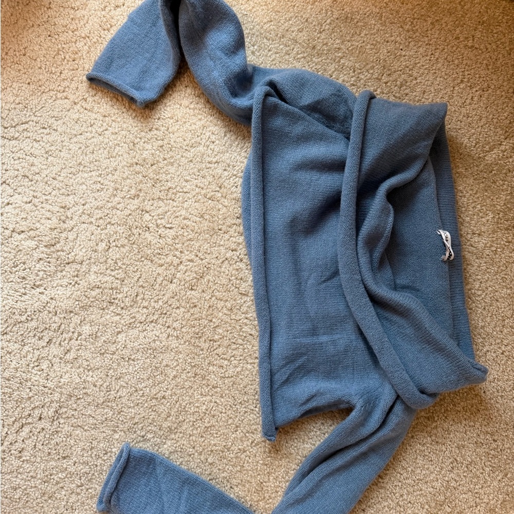 Blue Knit Wrap Sweater